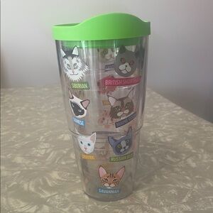 Green Cat-Themed Tumbler